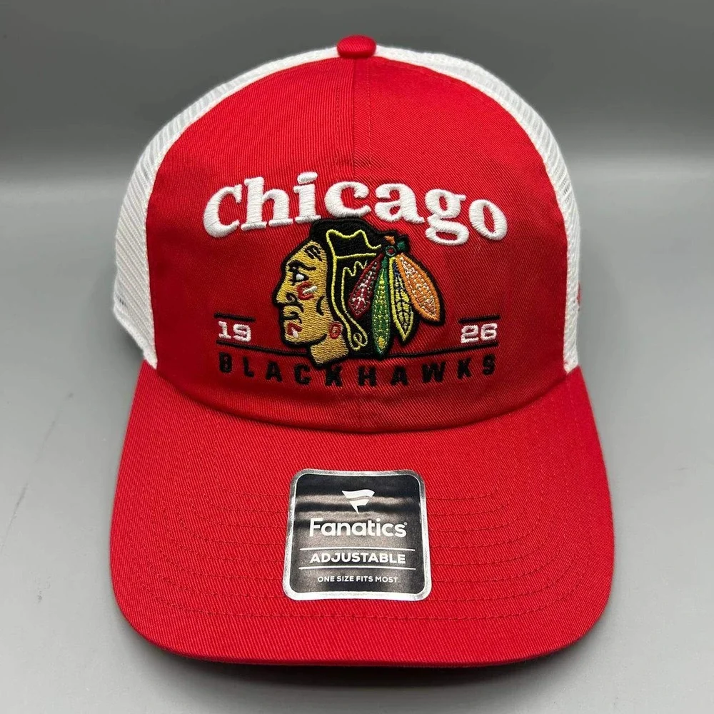 Chicago Blackhawks Trucker Hat Men Red NHL Fanatics Snap Back Cap Cotton New